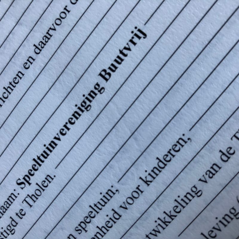 akte oprichting speeltuinvereniging speeltuin buutvrij tholen