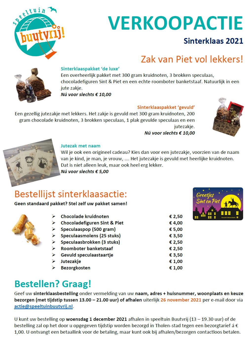 Bestellijst sinterklaasactie 2021 speeltuin Buutvrij